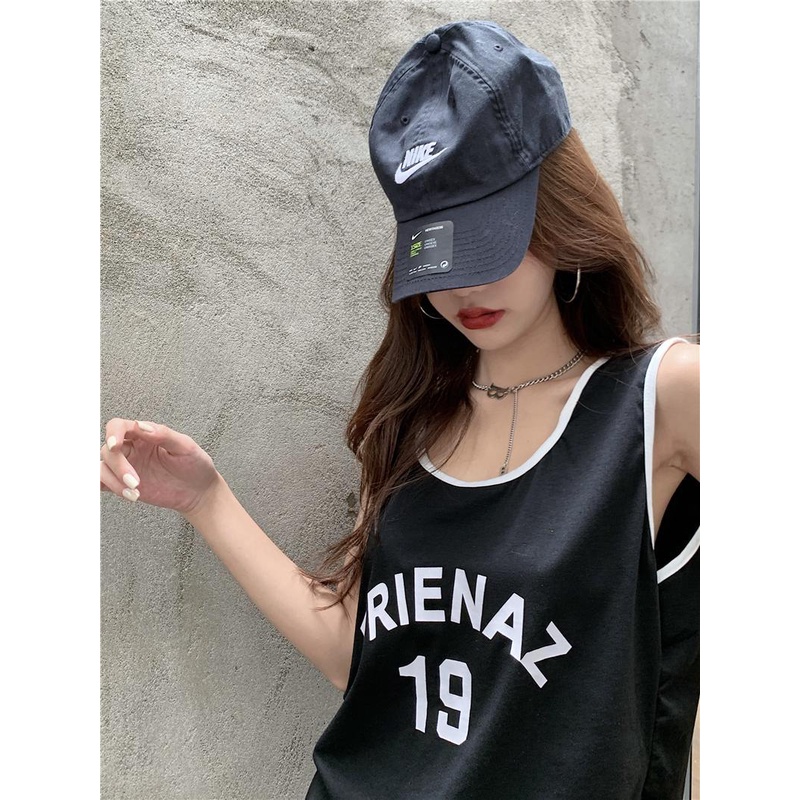 Áo Thun Bóng Rổ Sát Nách Form Rộng Màu Đen Size Lớn Cho Nữ