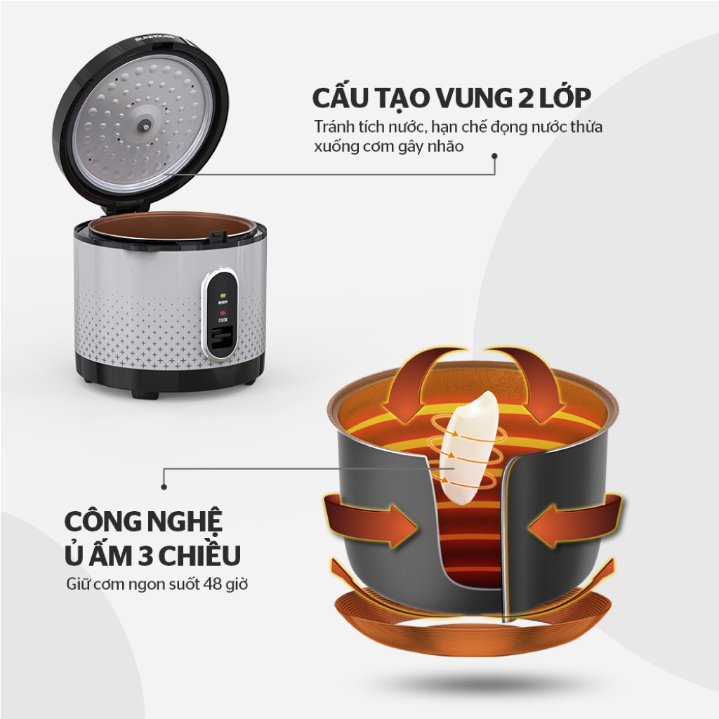Nồi cơm điện 3 Lít Sunhouse SHD8306