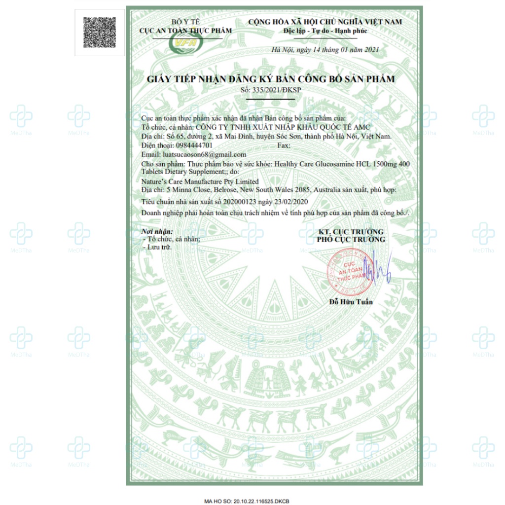 Glucosamine HCL 1500mg Healthy Care - Bổ Xương Khớp, Dịch Khớp, Khô Khớp, Cứng Khớp (Lọ 400 Viên) [Chính Hãng]