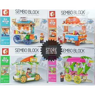 Lego Sembo Block 601113 ~ 601116 Lắp Ráp Cửa Hàng Lưu Động ( 575 Mảnh )