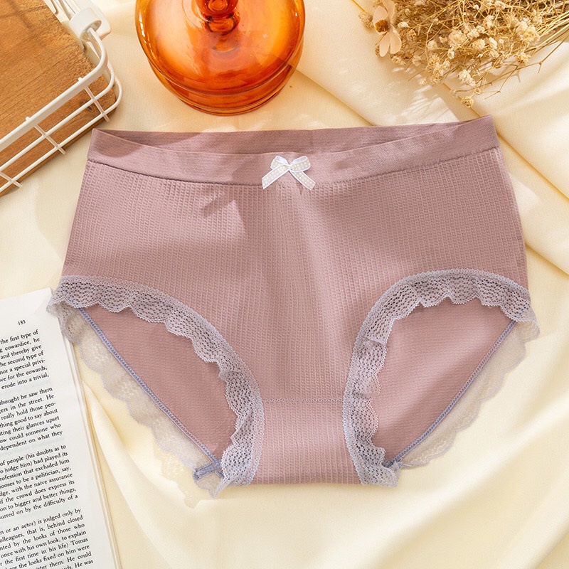 Quần lót cotton nữ Chunxuu kháng khuẩn chất liệu mềm mại phối ren nơ ngọt ngào - QC02