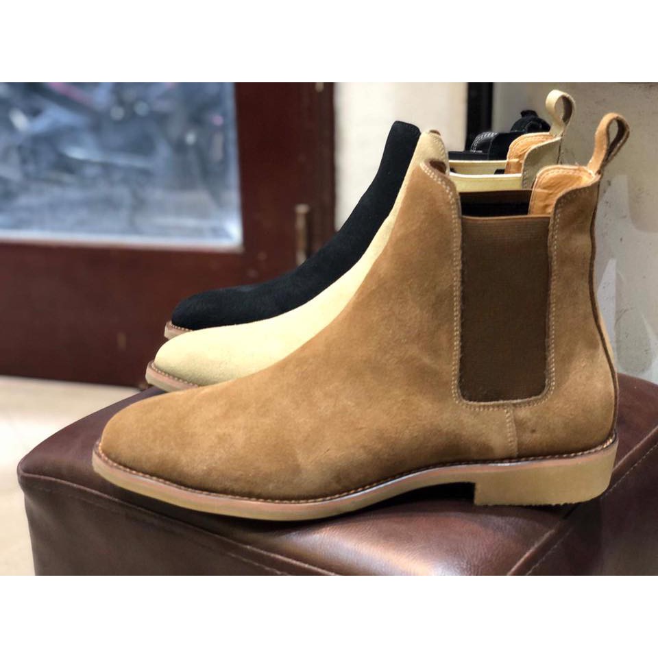 Giầy Chelsea Boots da lộn Tan Sữa,Đen,Nâu thích hợp với quần jeans,âu