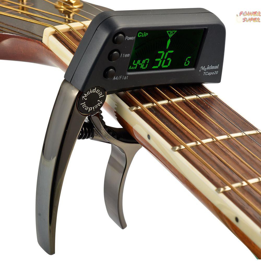 PSUPER TCapo20 Multifunctional Aluminum Alloy 2-in-1 Guitar Capo Tuner with LCD Screen for Normal Acoustic Folk Electric Guitar Chromatic Bass