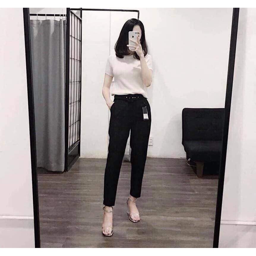 Quần tây công sở, Quần baggy vải Tuyết mưa vitex cap cao - Ống suông - Màu Đen - Nâu - ghi -xanh than - Mặc đi chơi đi h