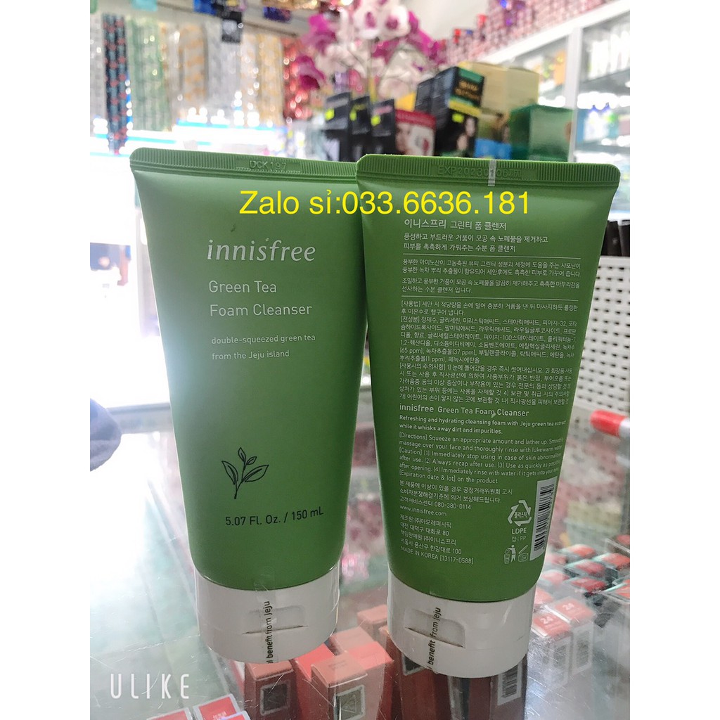 sữa rửa mặt trà xanh innisfer việt nam 150ml