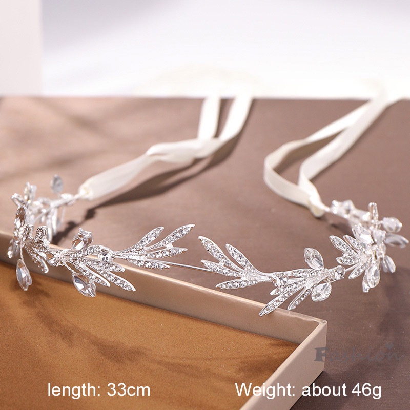 1 Băng Đô Cài Tóc Hình Chiếc Lá Bằng Hợp Kim Đính Đá Dành Cho Cô Dâu