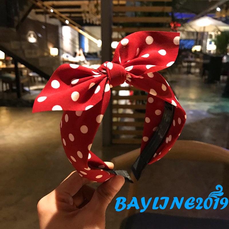 Băng Đô Thắt Nơ Họa Tiết Chấm Bi Dễ Thương Cho Nữ