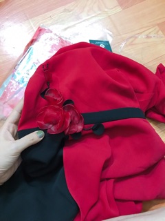 Đầm phối hoa eo NK kèm ảnh thật