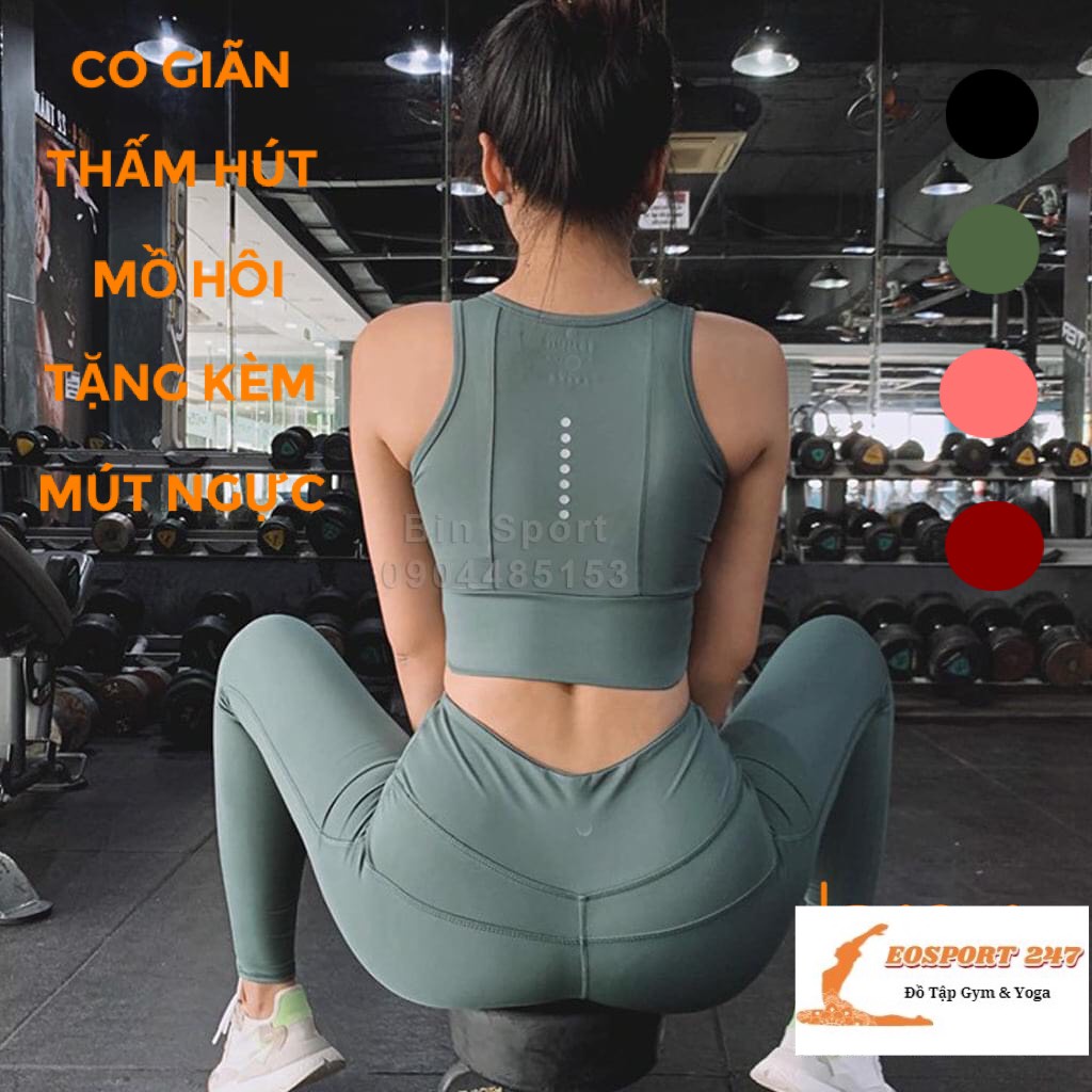 Đồ Tập Gym Yoga Nữ Bộ Quần Dài Áo Bra Kèm Mút Cao Cấp chất vải co giãn thấm hút mồ hôi tặng kèm mút ngực ( bộ sát nách)