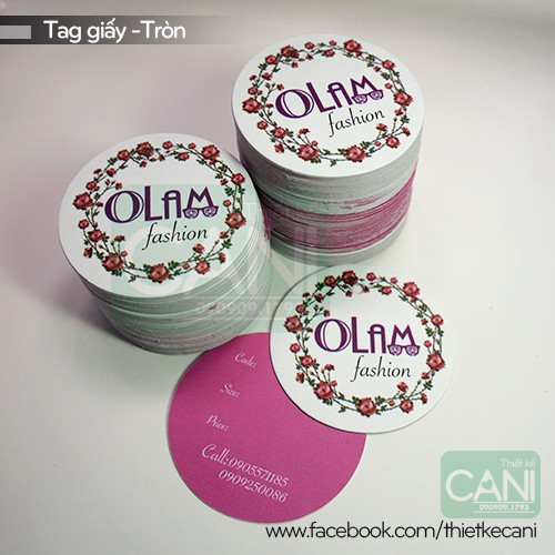 500c Tag giấy hình Tròn  In theo yêu cầu Mác giấy treo quần áo Tem giấy tag treo phụ kiện CANI