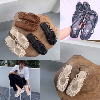 Có sẵn dép nữ- sandan nữ đan dây mũi tròn- sandal đan dây