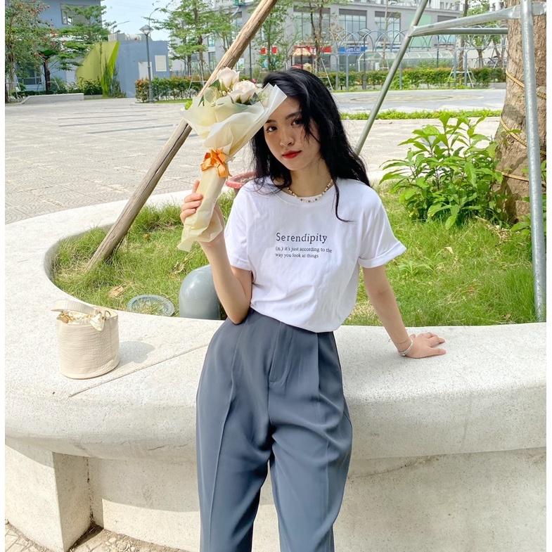 Áo Phông Nữ Chất Cotton lên Form vừa Rêu Dễ Mặc Ống Tay Sắn Ngắn Áo Thun Cộc In Chữ Dễ Mặc Dễ Phối Phong Cách HàQuốc