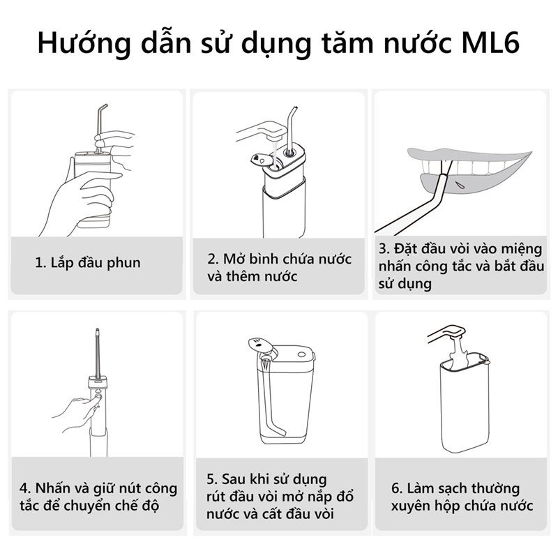 Máy tăm nước mini cầm tay Xiaomi Enpuly M6 Plus chống nước 3 chế độ pin 30 ngày tiện mang đi du lịch công tác vt669