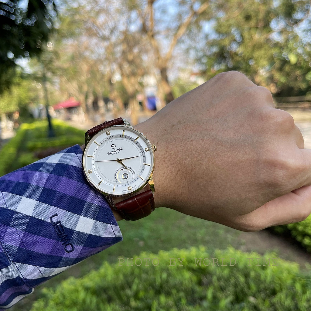 Đồng Hồ Nam Sunrise 1223SA Chính Hãng, Full Box, Dây Da Cao Cấp, Kính Sapphire Chống Xước, Chống Nước, Bảo hành 3 Năm
