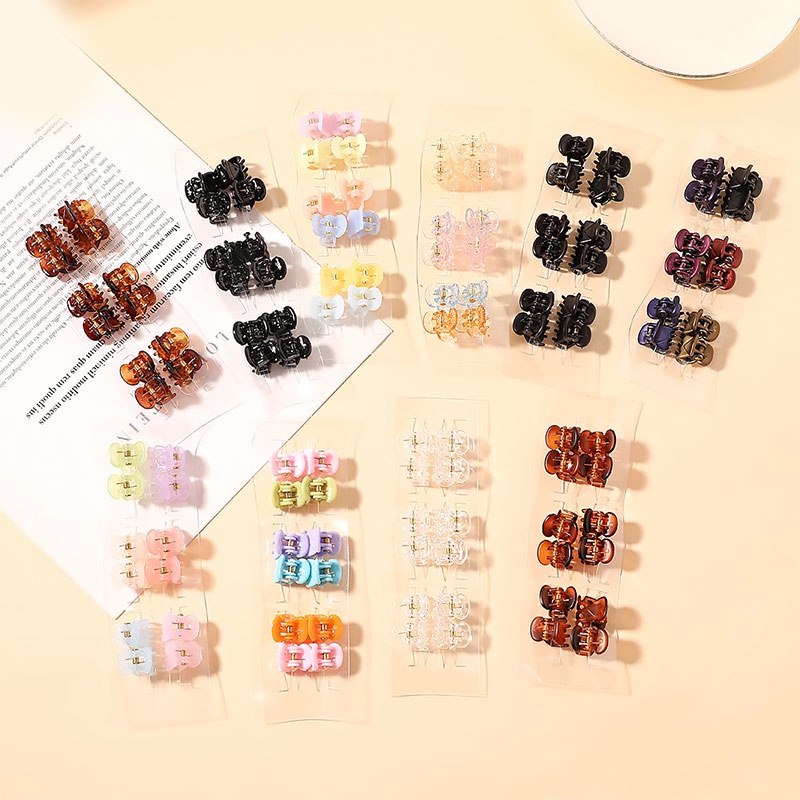 Set 12 Kẹp Tóc Nhựa Mini Nhiều Màu Sắc Thời Trang
