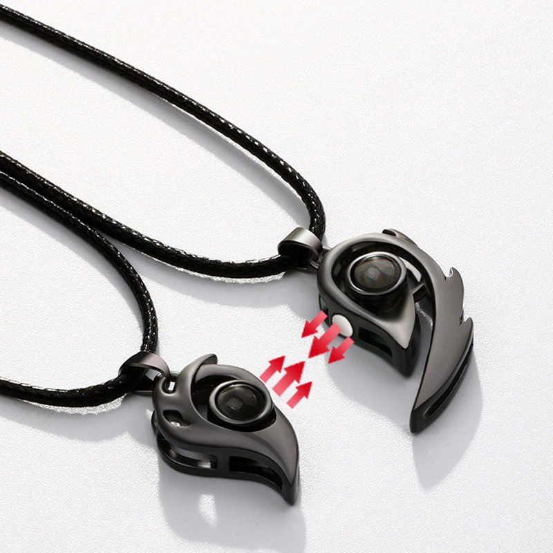 1 Cặp vòng cổ Đôi Hình Trái Tim 100 Ngôn Ngữ I Love You