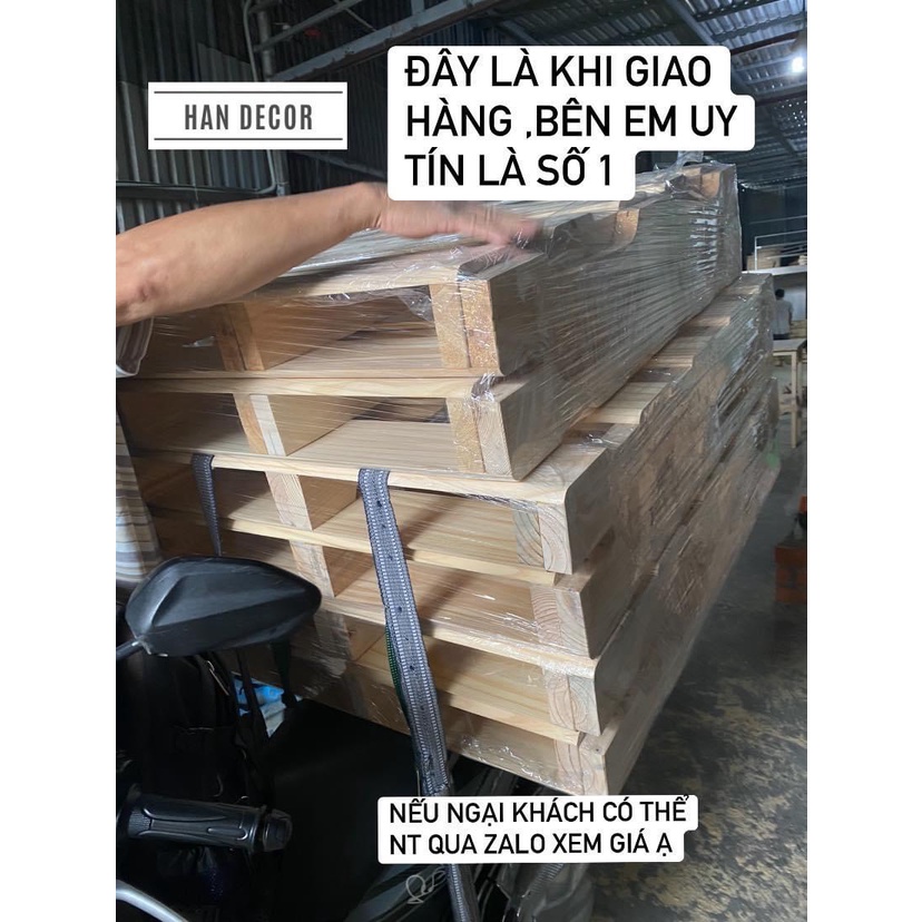 Giường Pallet gỗ thông chân cao 10cm Decor phòng giá Sv