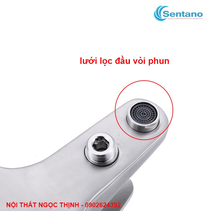 Bộ củ sen tròn tắm nóng lạnh SENTANO inox 304 cao cấp, bề mặt inox mờ chống trầy xước tay sen tăng áp 304