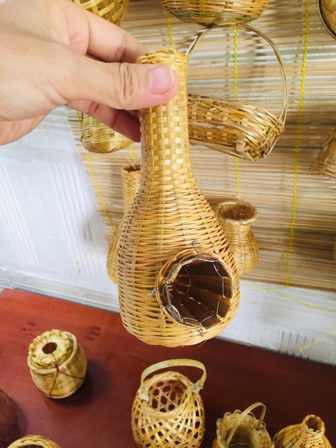 Phên tre/Mành tre trang trí - set 12 món mini trang trí dễ thương; Combo vật dụng đồng quê trang trí bằng tre; decor