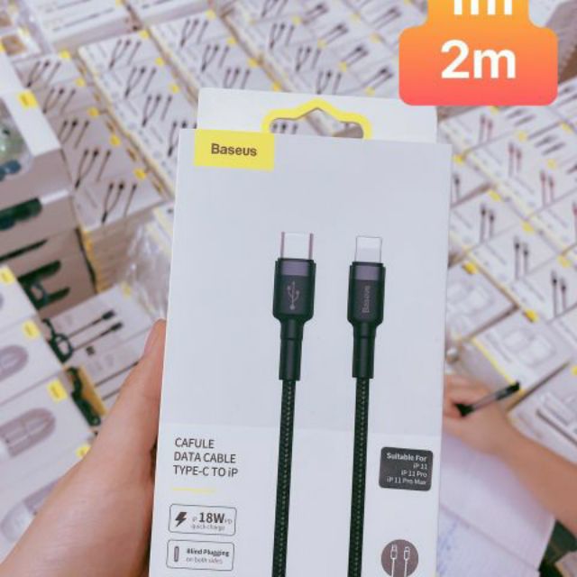 [cáp sạc] Cáp sạc Baseus.Horizontal Chuẩn PD Type C to iP sạc nhanh 18W dài 1m