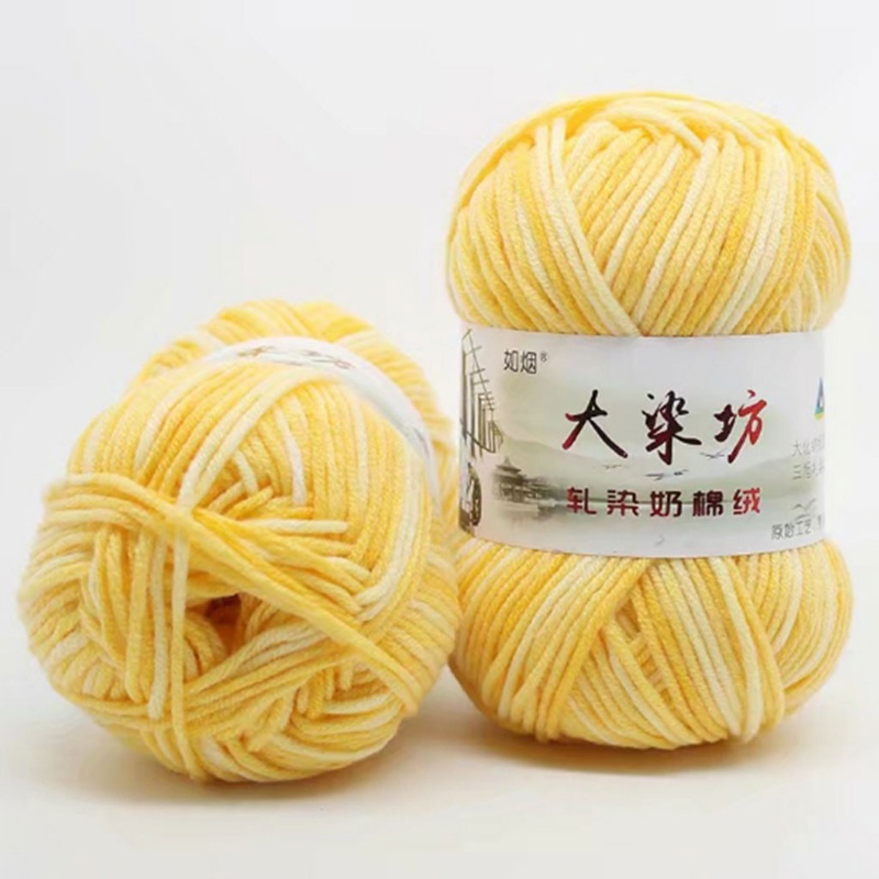 Cuộn Len Đan Sợi Cotton Sữa 50g Dày Dặn Ấm Áp