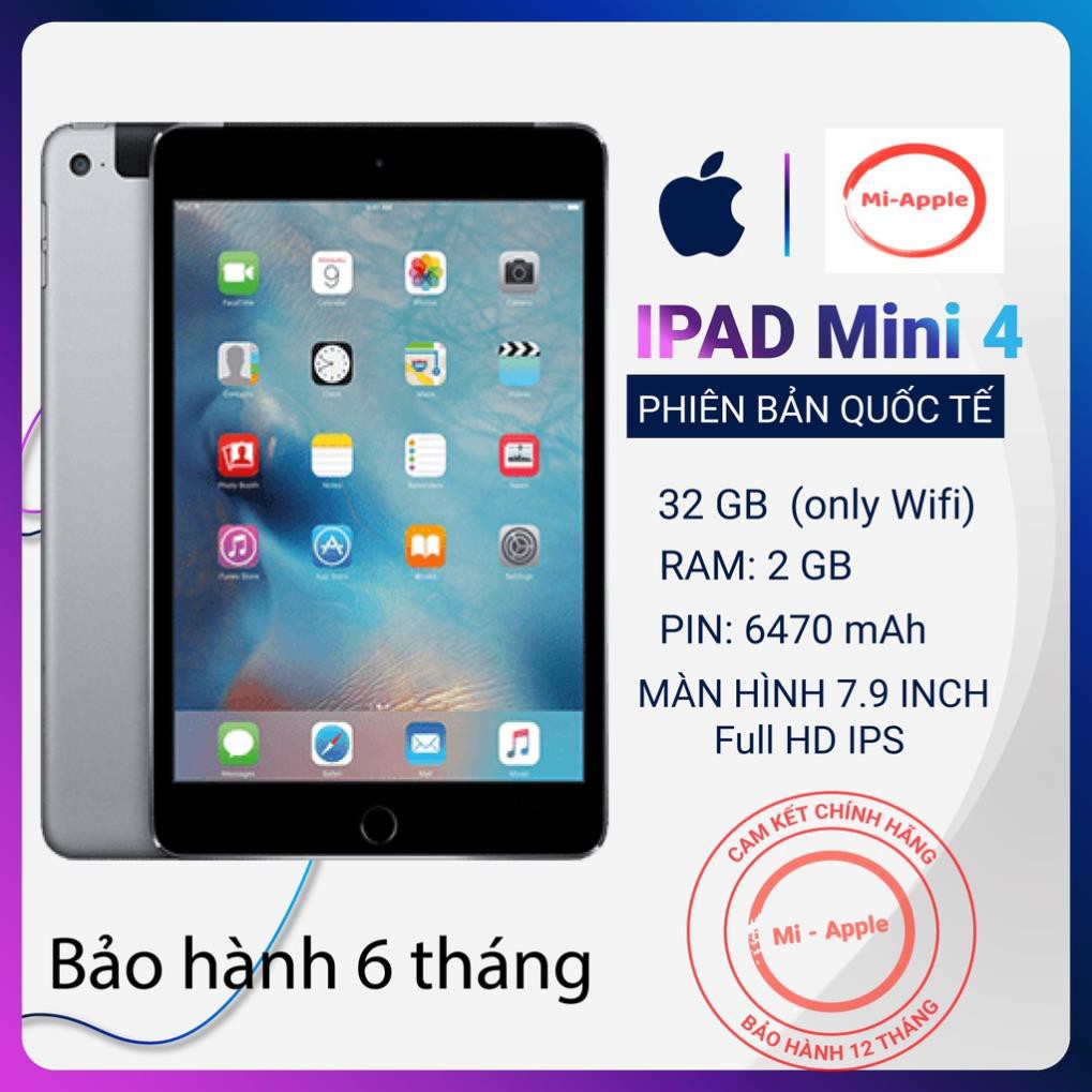 Máy tính bảng ipad mini 4 Quốc tế chính hãng bảo hành 6 tháng 1 đổi 1 tại nhà trong 30 ngày nhà bán hàng Miapple | BigBuy360 - bigbuy360.vn