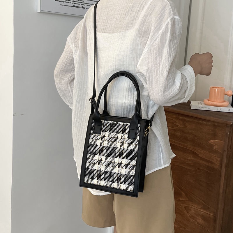 Túi tote vintage caro hàn quốc túi hộp đeo chéo mùa hè túi xách đơn giản đeo vai nữ