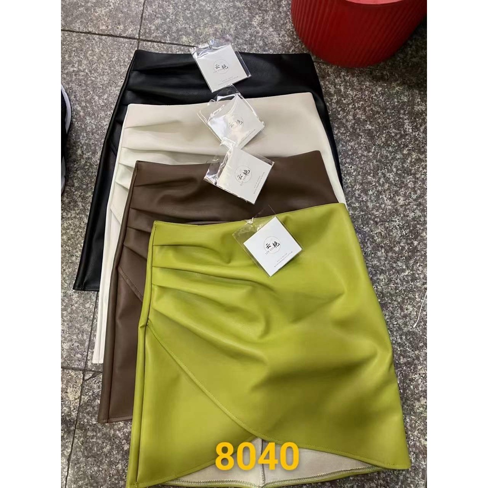 Chân váy da xếp vạt dáng ôm, Chân váy cạp cao sexxy CV8040 - Nhinhi Shop