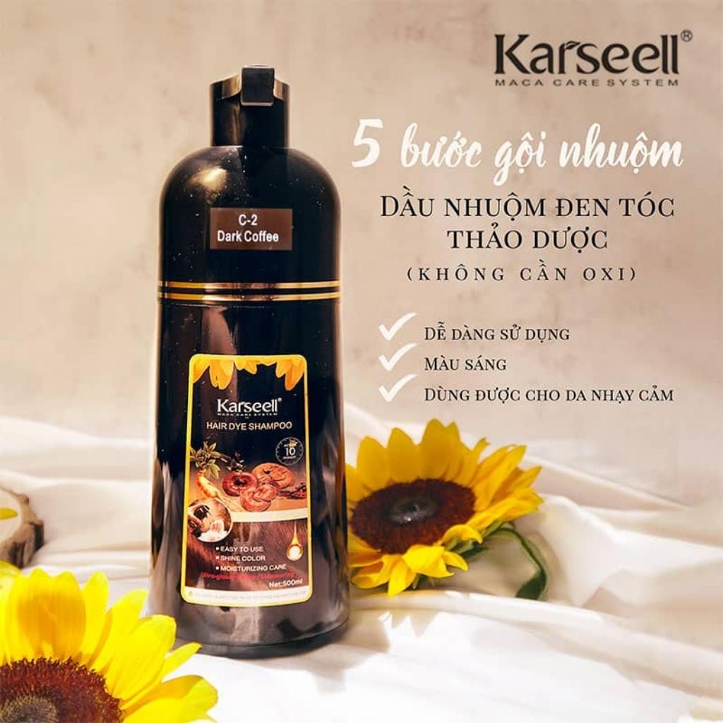 Dầu Gội Phủ Bạc Thảo Dược Nâu - Đen Karseell Hair Dye Shampoo 500ml