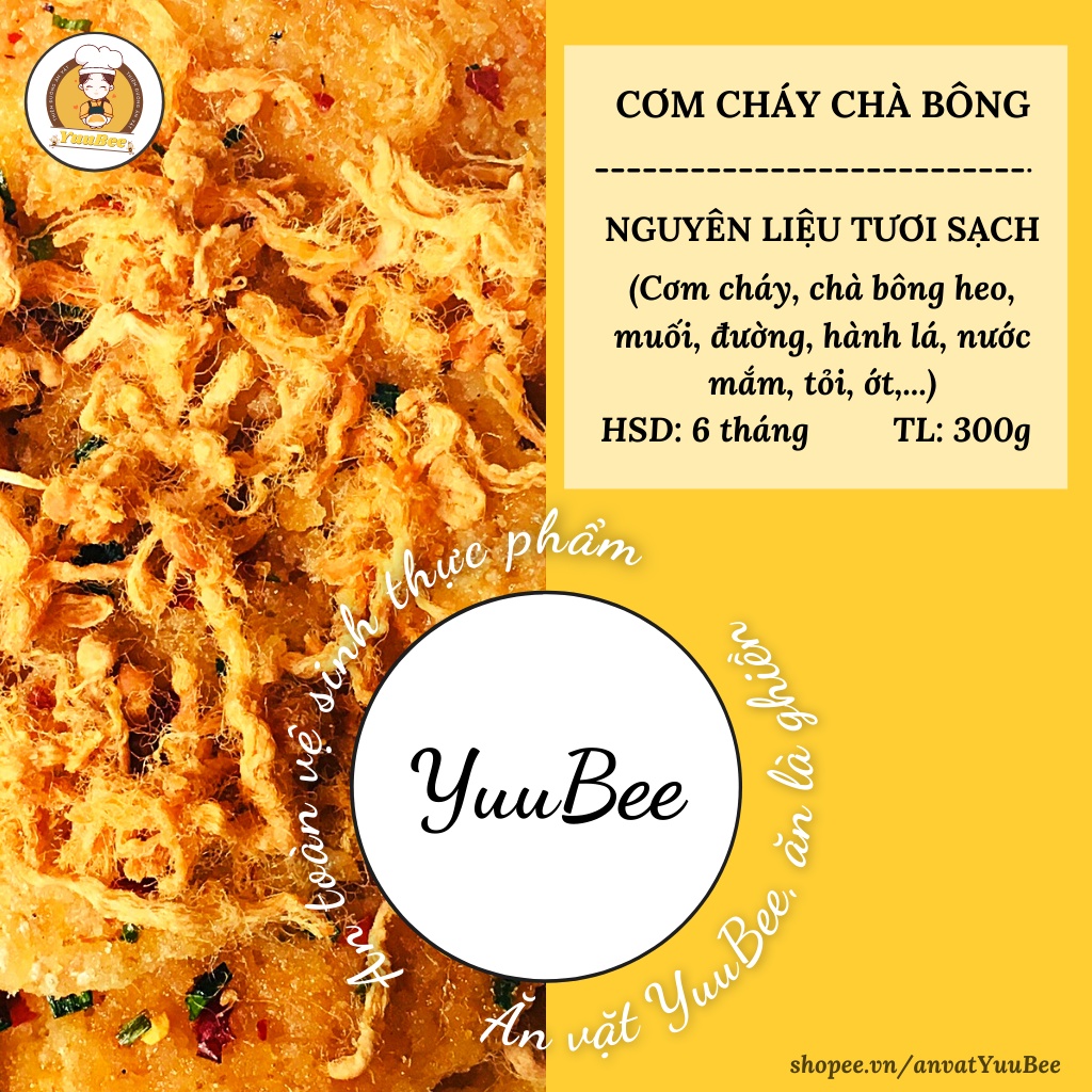 Combo 3 món cơm cháy khô gà, cơm cháy chà bông, cơm cháy khô bò 900g YUUBEE giòn ngon bổ rẻ - Đồ ăn vặt Việt Nam