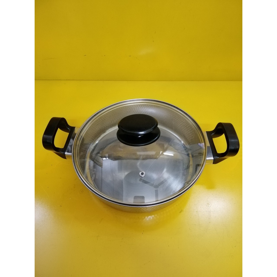 Nồi lẩu (chảo) inox nội địa Nhật, size 25cm, cao 6cm (mã 787), Dùng được bếp từ