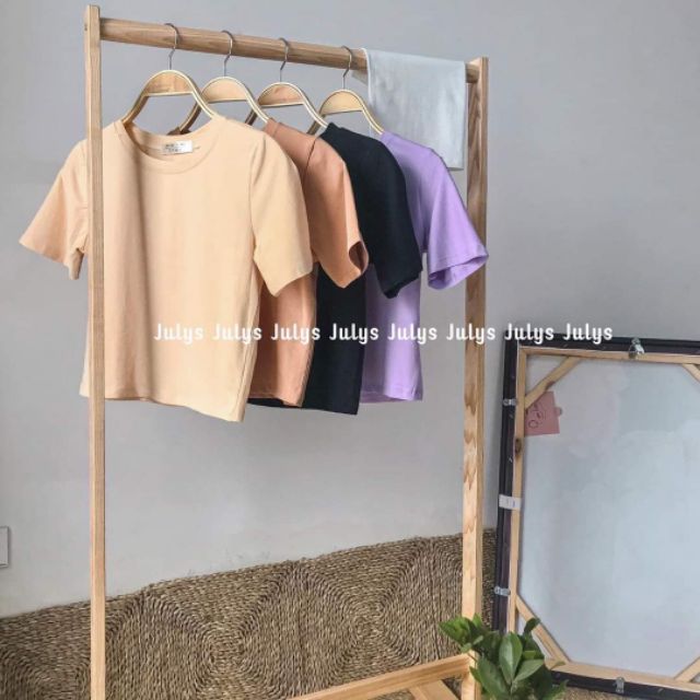 Áo thun croptop cổ tròn cộc tay