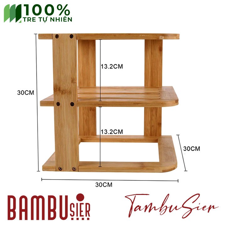 [BAMBOO] Kệ gỗ tre đa năng 3 tầng để đồ gia vị nhà, giá sách để bàn bếp tiện ích [MINTIOS]