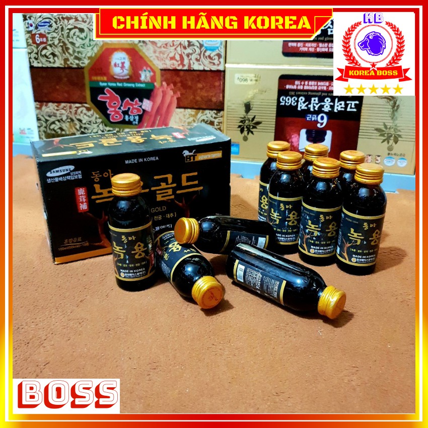 Nước hồng sâm, đông trùng hạ thảo, lộc nhung hươu hàn quốc, hộp 10 chai - Korea Boss