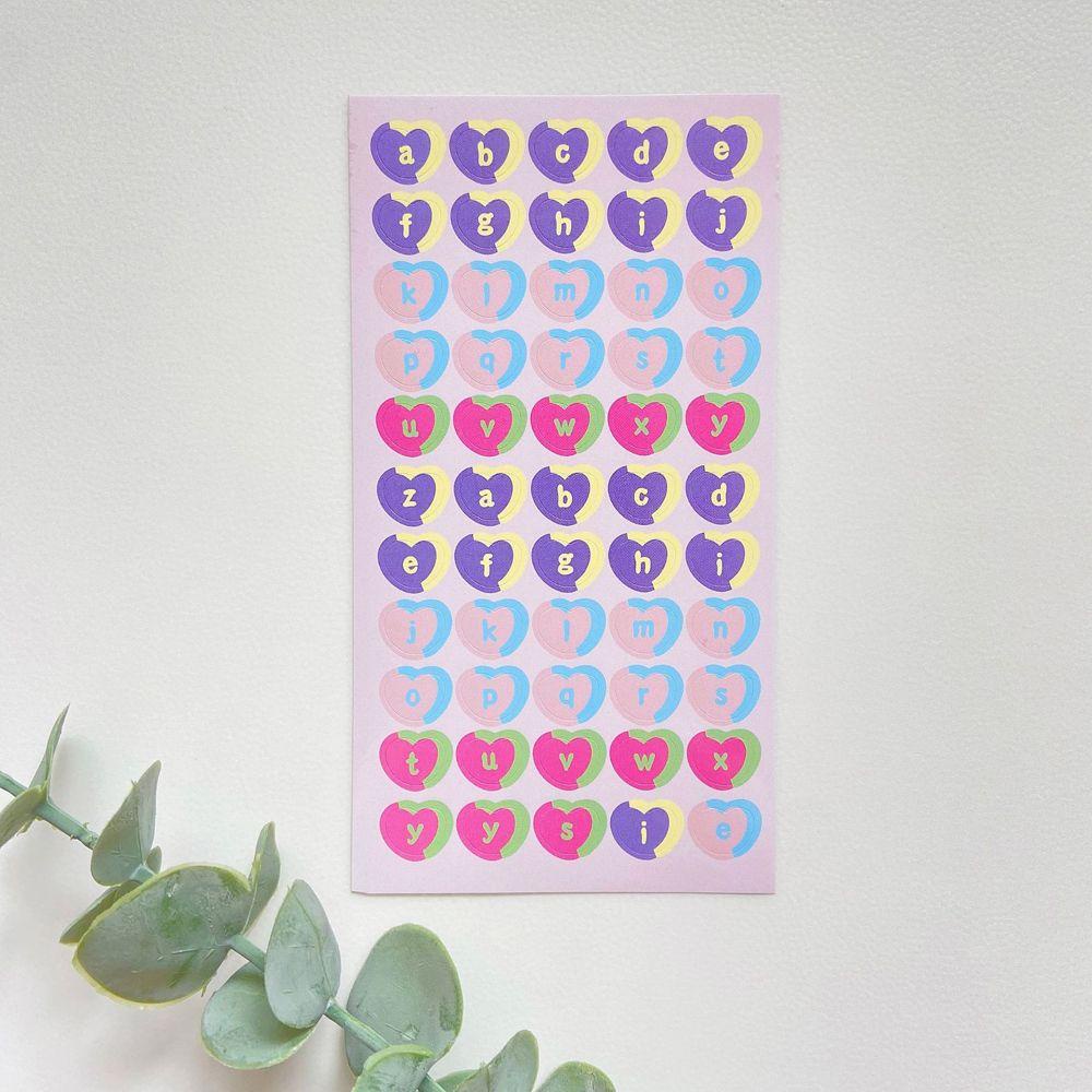 Sticker Dán Trang Trí Sổ Tay Nhật Ký Hình Trái Tim Chữ Cái