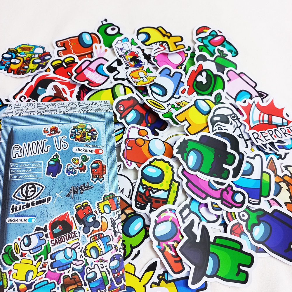 Sticker nhựa hình dán AMONG US siêu dễ thương  - sticker nhựa PVC không thấm nước