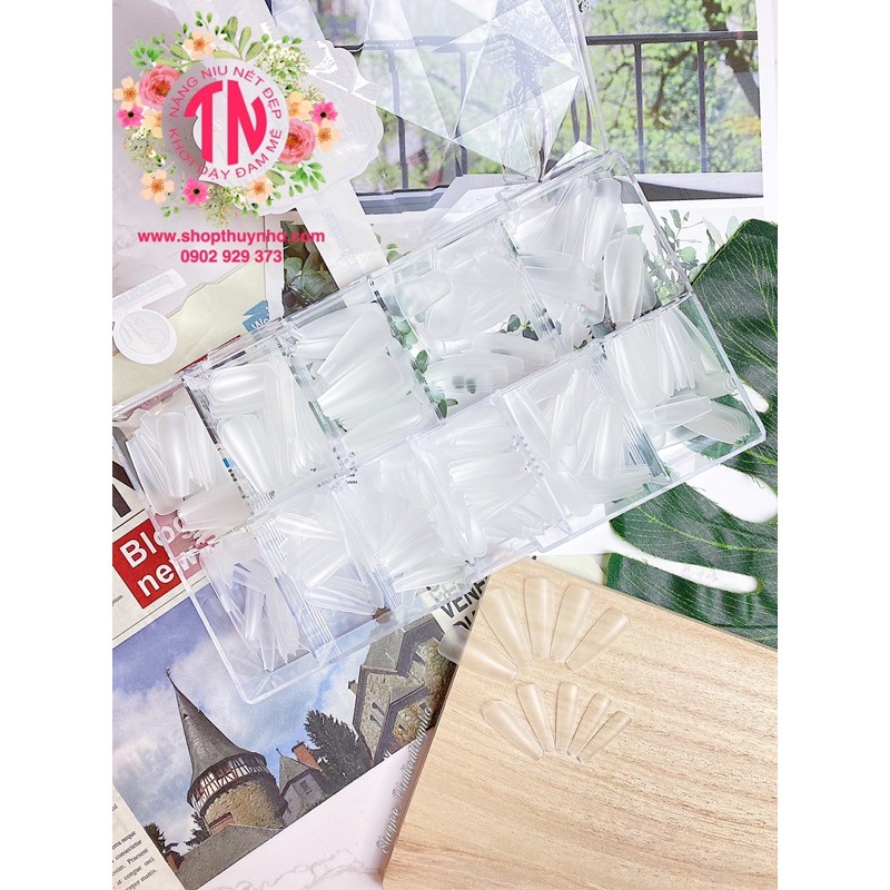 [HÀNG CHUẨN] Móng úp form thang, phom thang dẻo HSM hộp kim cương - 500 móng