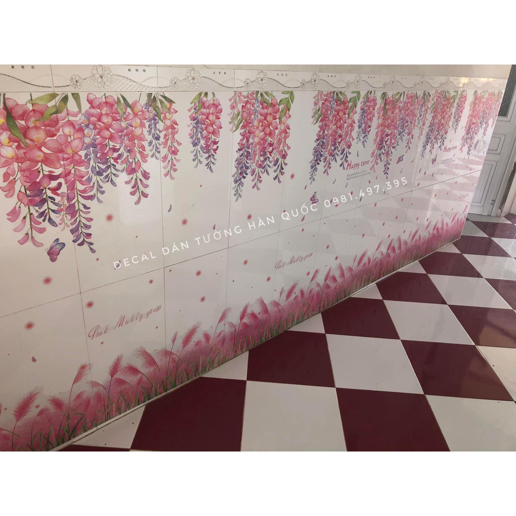 Decal dán tường phong cách Hàn Quốc chủ đề công chúa màu hồng trang trí phòng cho bé