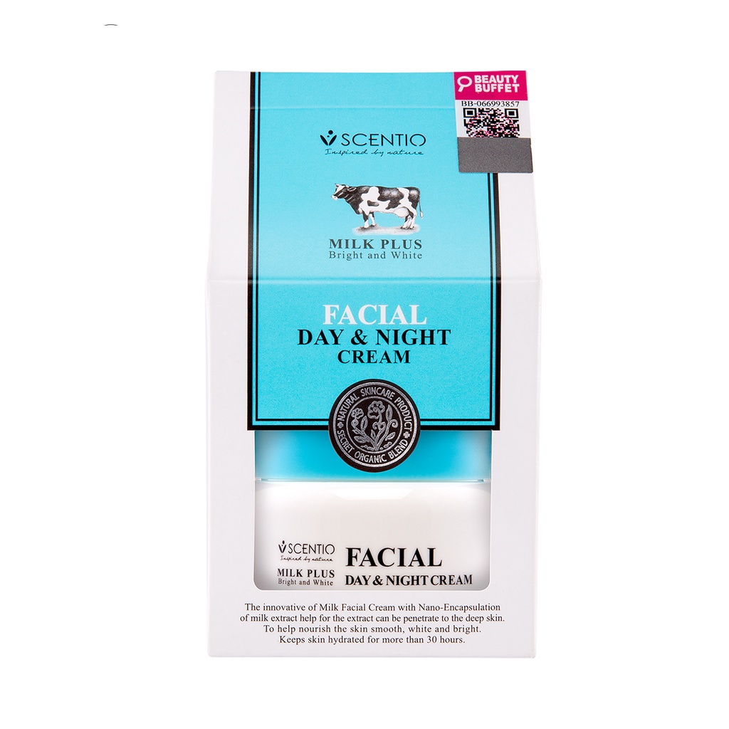 Kem dưỡng sáng da mặt ngày và đêm Scentio Milk Plus Bright And White Facial Day & Night Cream 50ml