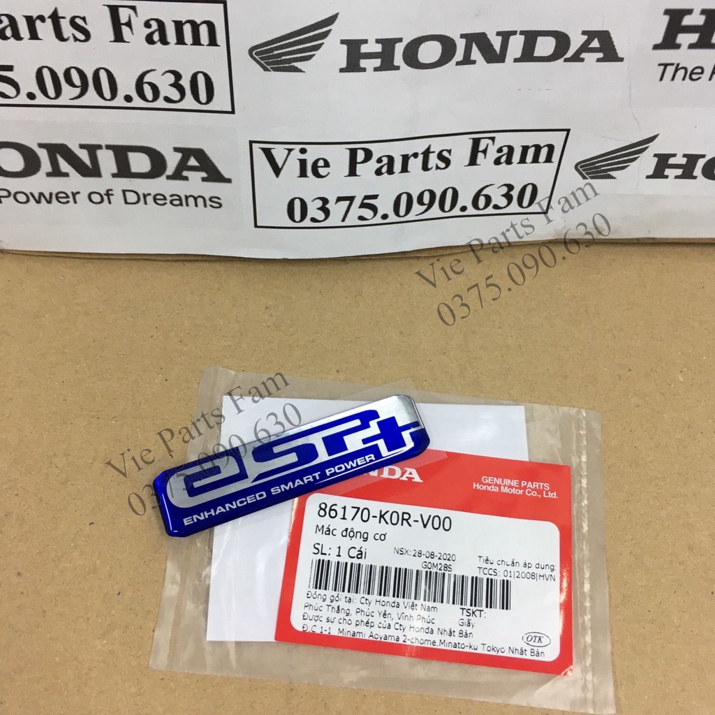 Tem chữ ESP+ dán ốp hộp gió SH 2020-2021-2022-2023 - Hàng chính hãng Honda