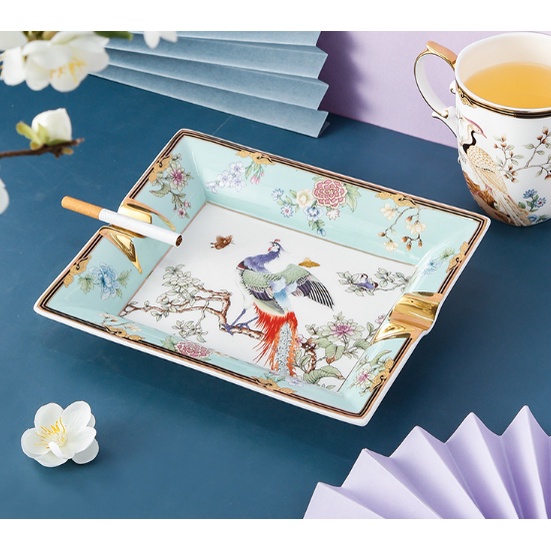 gạt tàn thuốc lá cao cấp sứ xương. FREESHIPGạt tàn thuốc lá Hoàng Gia họa tiết thủ công tinh xảo cao cấp sang trọng