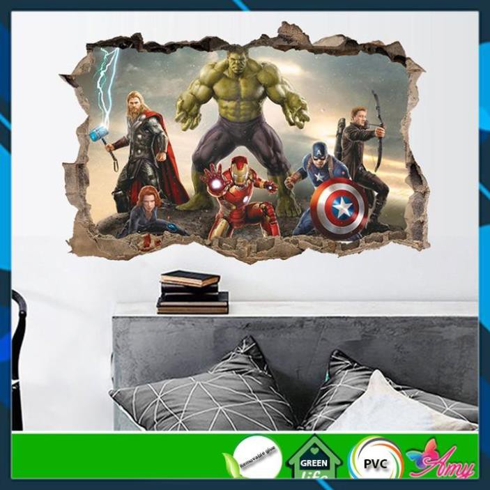 [XẢ HÀNG] Decal dán tranh 3D Avengers - Biệt đội siêu anh hùng 2 AmyShop