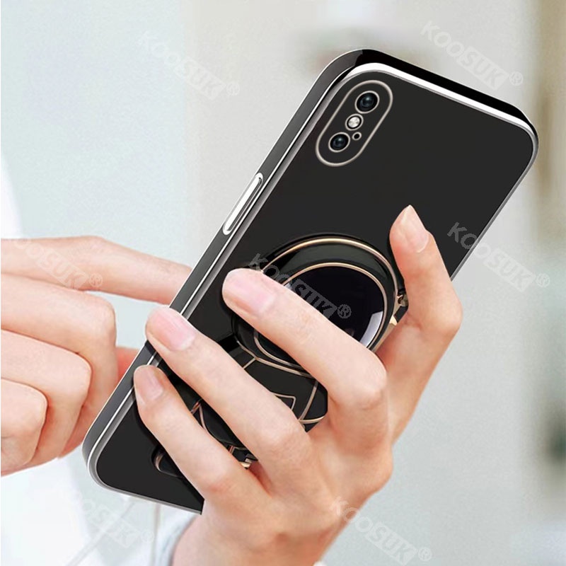 Ốp điện thoại KOOSUK dẻo họa tiết phi hành gia có giá đỡ thích hợp cho iPhone X XR XS Max 6 6S 7 8 Plus
