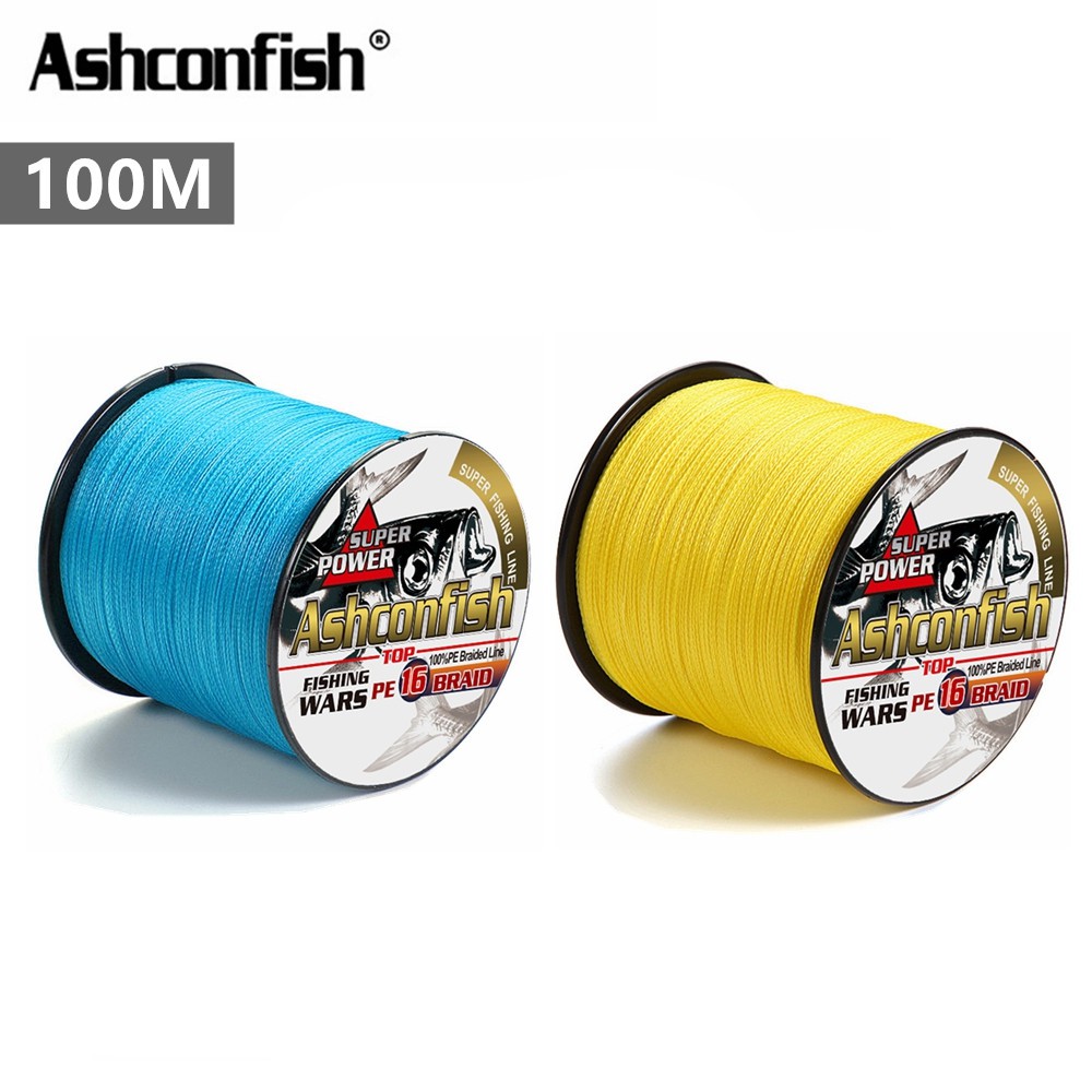 Ashconfish 16 Sợi 100M Cuộn Dây Câu Bện Cá Bằng X16 PE Siêu Bền Siêu Chắc ĐỦ SIZE Xanh Da Trời Vàng