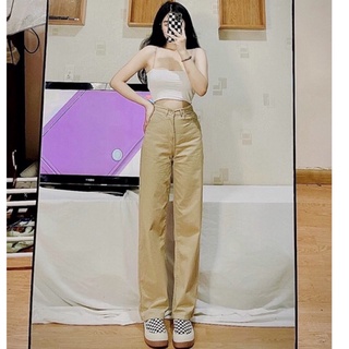 Quần suông siêu dài kaki trơn nhiều màu- ảnh thật