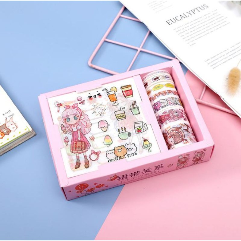 Sticker dán trang trí hoạt hình cute xinh xỉu - Băng dính washi tape nhiều hình dễ thương - Quà tặng xinh giá rẻ