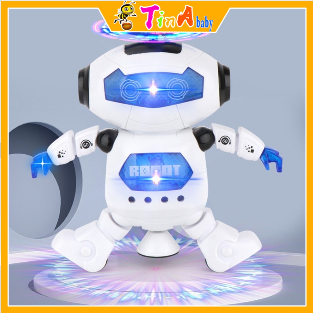 Robot nhảy múa xoay 360 độ có đèn và nhạc vui nhộn đồ chơi cho bé E1025