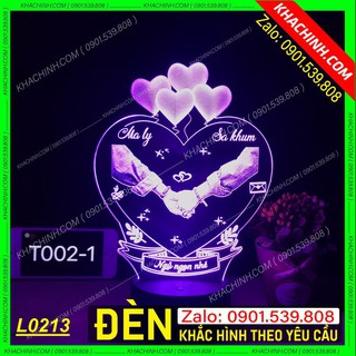 Qùa tặng TRÁI TIM, Đèn ngủ TÌNH YÊU, Đèn decor phòng ngủ theo yêu cầu, đèn led đổi màu, quà cưới...