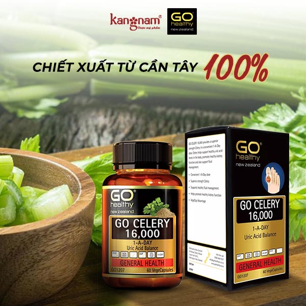 Viên Hỗ Trợ Giảm Triệu Chứng Do Gout Go Healthy Celery 16,000 Uric Acid Balance Hộp 60 viên