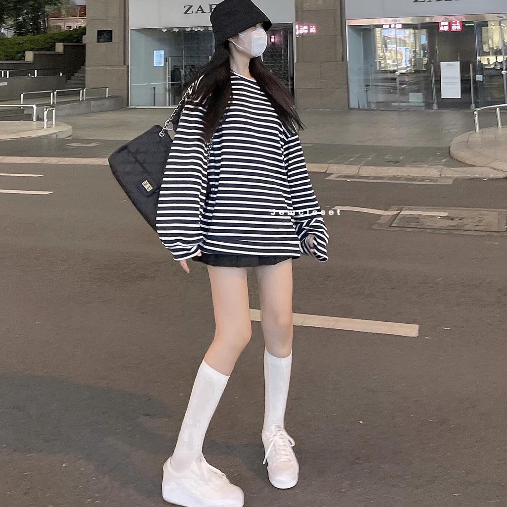 Áo Sweater Nữ Form Rộng Kẻ Sọc Dài Tay Cổ Tròn Phong Cách Hàn Quốc SENSE-2551 ( Jem closet ) | BigBuy360 - bigbuy360.vn